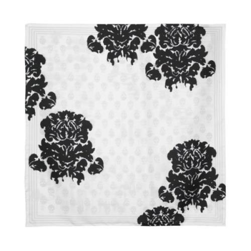 Alexander McQueen Vitt Sidenscarf med Skull Motif White, Dam