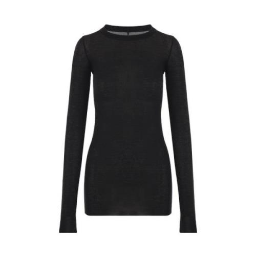 Rick Owens Svart Ribbad T-shirt Långärmad Black, Dam