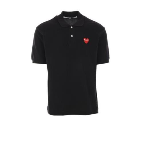 Comme des Garçons Play Svart Heart Logo Polo Skjorta Black, Herr