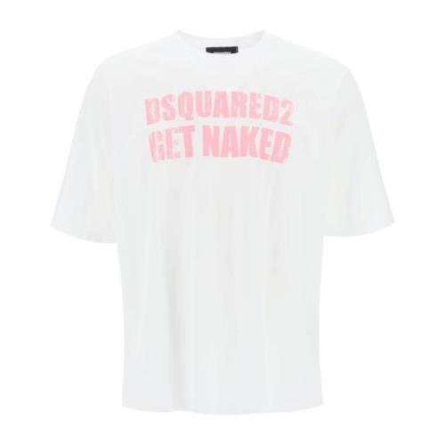 Dsquared2 Skater Fit Printed T-Shirt White, Herr