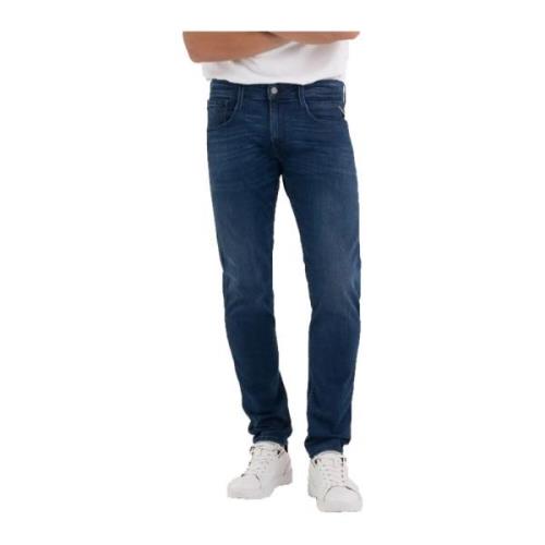 Replay Blå Sliten Dragkedja Jeans Blue, Herr