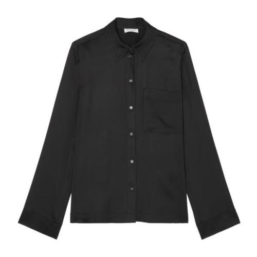 Marc O'Polo Satinblus regular Black, Dam