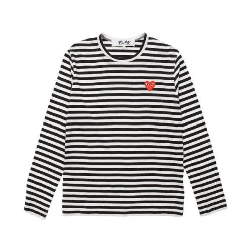 Comme des Garçons Play Randig långärmad T-shirt i svart och vitt Multi...