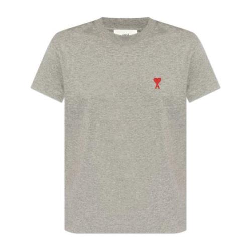 Ami Paris T-shirt med logotyp Gray, Dam