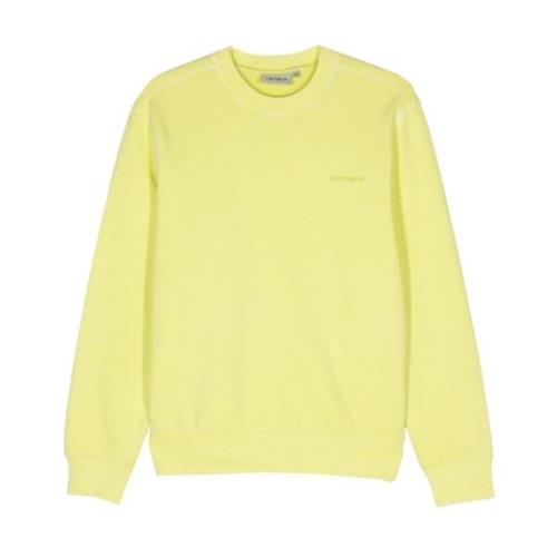 Carhartt Wip Script Sweatshirt Tung Bomull Jersey Yellow, Herr