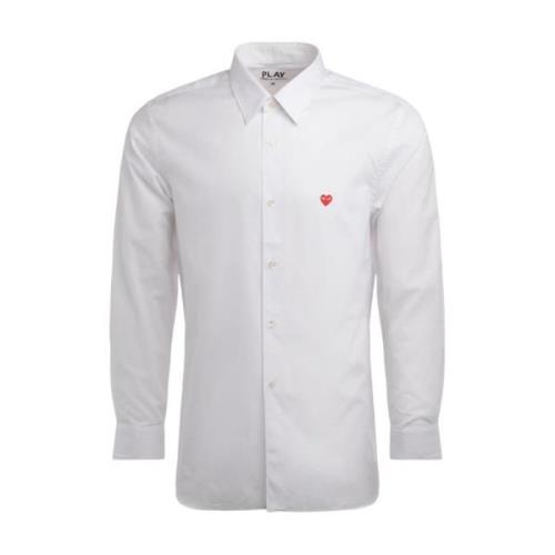 Comme des Garçons Play Vit Skjorta med Liten Röd Hjärta White, Herr