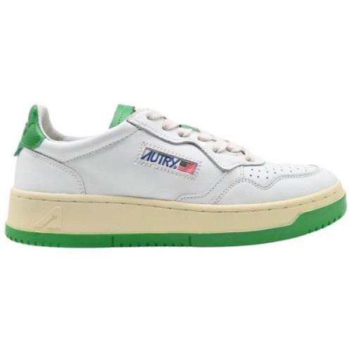Autry Grön Läder Logga Sneakers White, Dam