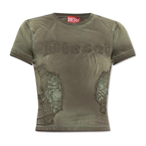 Diesel Kort T-shirt `T-Uncut` Gray, Dam