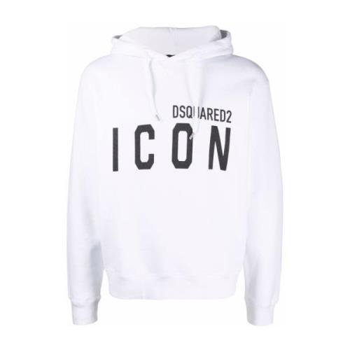 Dsquared2 Vit Logo Print Huvtröja Sweater White, Herr