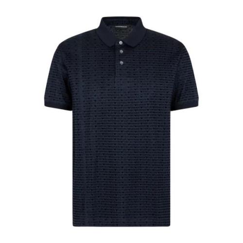 Emporio Armani Navy Blue Logo Polo Shirt Short Sleeve Blue, Herr