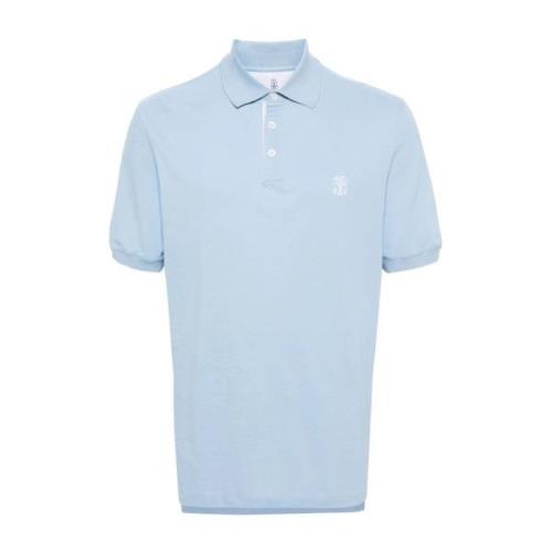 Brunello Cucinelli Ljusblå T-shirts & Polos Ss24 Blue, Herr