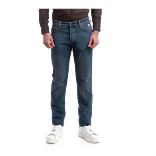 Roy Roger's Denim Stretch Jeans Weared Style Blue, Herr