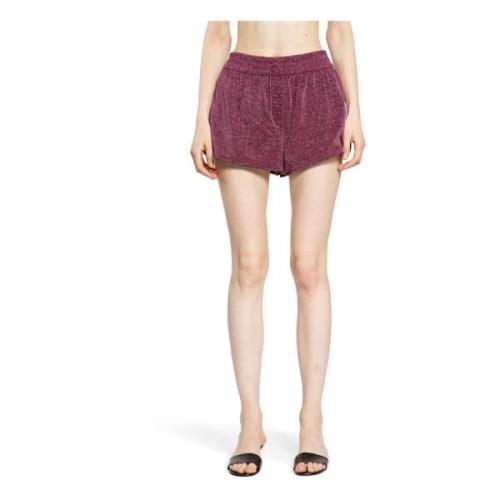 Oseree Lurex Nylon Elastisk Midjeband Shorts Purple, Dam