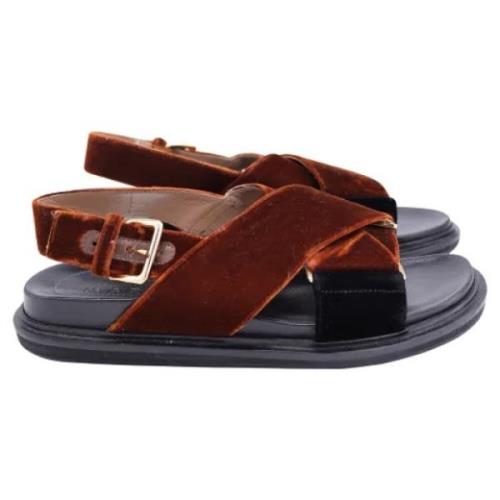 Marni Pre-owned Pre-owned Sammet sandaler Brown, Dam