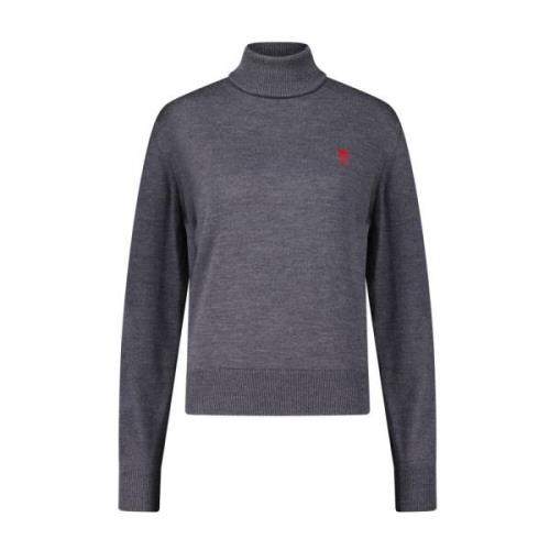 Ami Paris Ull Turtleneck Tröja Gray, Dam