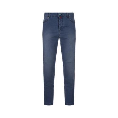 Kiton Blå Tapered Denim Jeans Blue, Herr