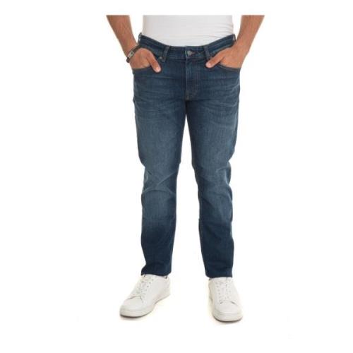 Boss Stone Washed Denim Jeans med Top Zip Blue, Herr