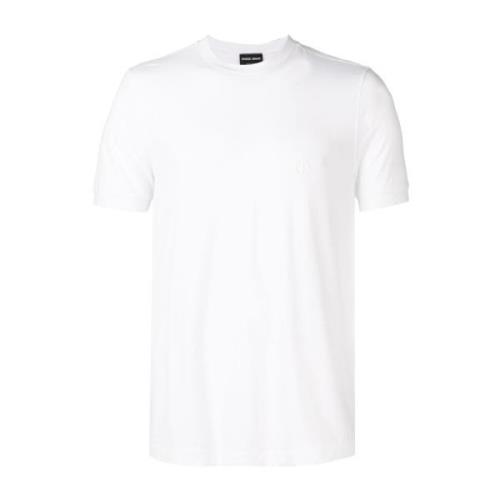 Giorgio Armani Vit T-shirt med broderad logotyp White, Herr