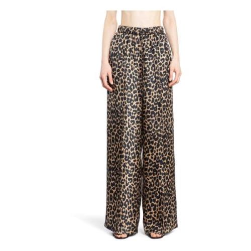 Max Mara Leopard Print High-Waisted Wide Leg Byxor Multicolor, Dam