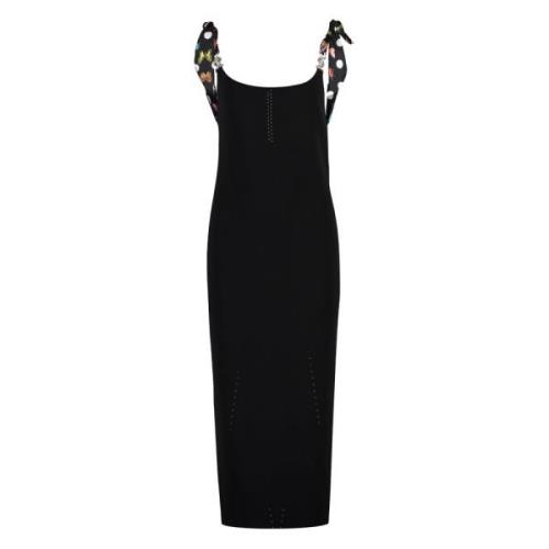 Versace Stickad klänning med metalliska detaljer Black, Dam