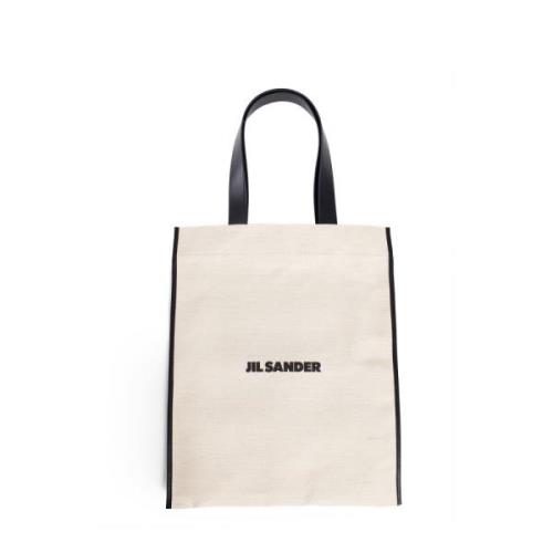 Jil Sander Canvas toteväska med läderdetaljer Beige, Dam