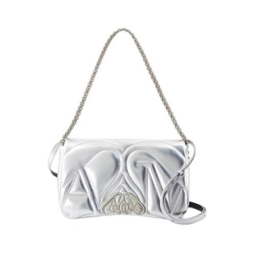 Alexander McQueen Metallisk Silver Crossbody Väska Gray, Dam