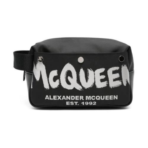 Alexander McQueen Svart Panelad Läder Väska Black, Herr