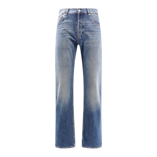 Alexander McQueen Blå Jeans med Metallknappar Blue, Herr