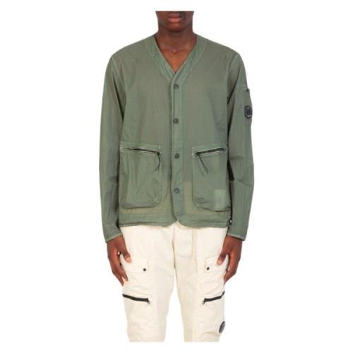 C.p. Company Lätt Microweave V-Neck Overshirt Green, Herr