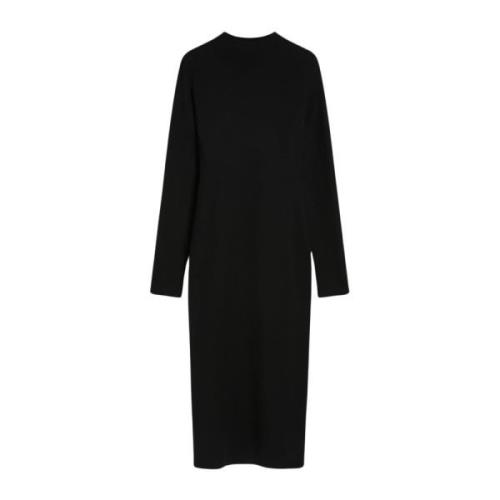 Sportmax Elegant Midi Klänning med Hög Hals Black, Dam