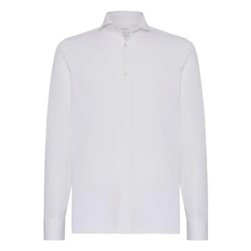 Boggi Milano Slim Fit Polo Shirt i Filo Di Scozia Pique White, Herr