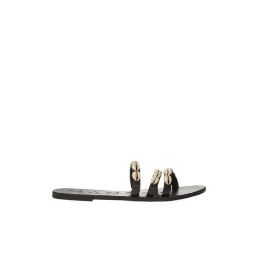 Manebí Slides with shell applique Black, Dam