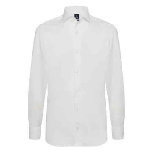 Boggi Milano Regular Fit Vit Pinpoint Bomullsskjorta White, Herr