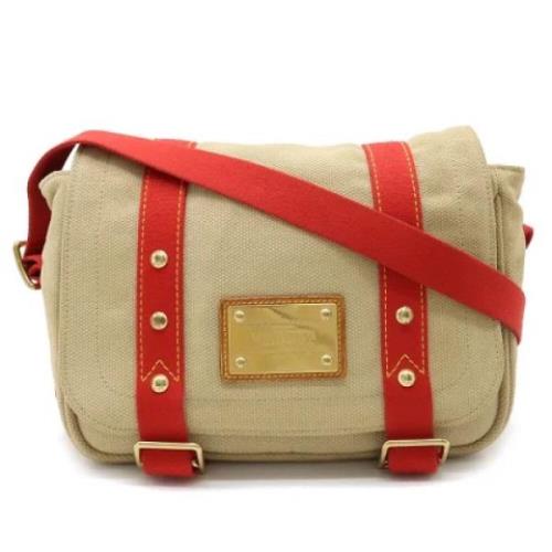 Louis Vuitton Vintage Pre-owned Canvas axelremsvskor Beige, Dam