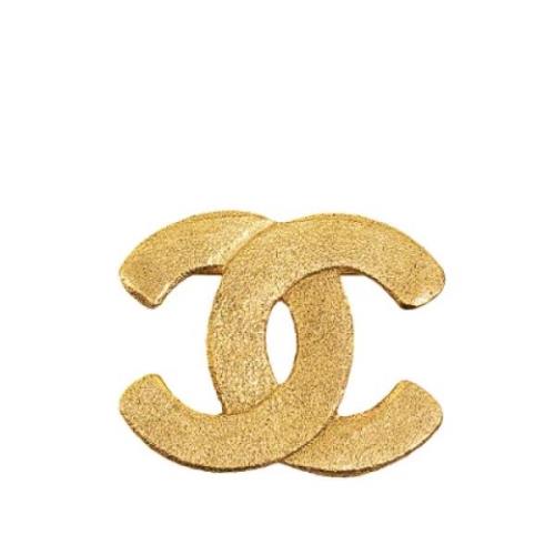 Chanel Vintage Pre-owned Metall broscher Yellow, Dam