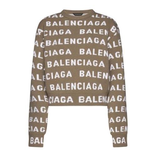 Balenciaga Stiliga Sweaters i Vit/Blå Multicolor, Dam