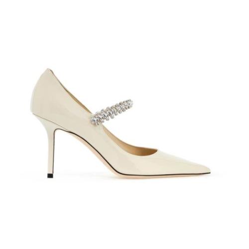 Jimmy Choo Kristallrem Patentläderpumps Beige, Dam