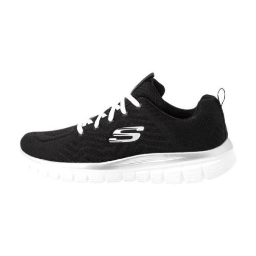 Skechers Stickad Sportig Sneaker Black, Dam