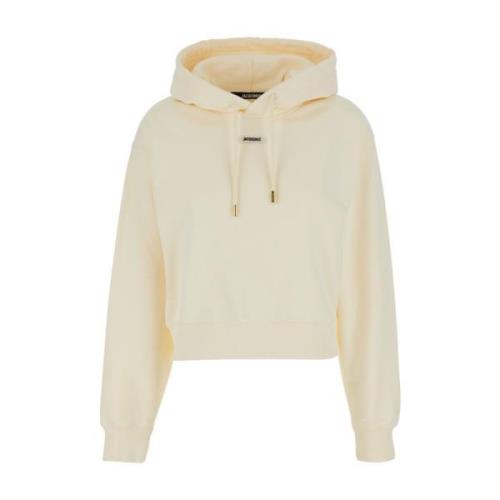 Jacquemus Beige Hoodie med Logo Patch Beige, Dam