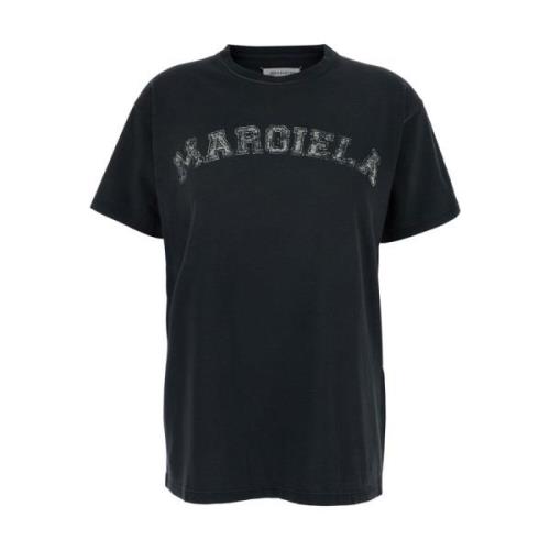 Maison Margiela Svart Logo Print Crewneck T-shirt Black, Dam