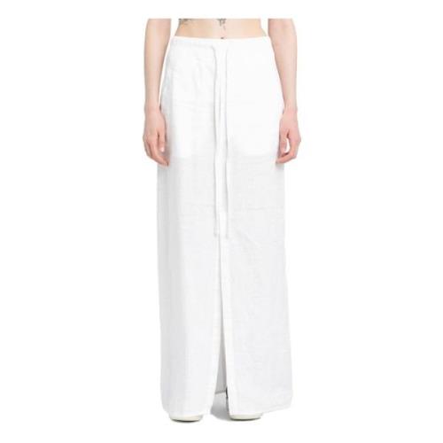 Thom Krom Vit Linne Maxi Kjol Elastisk Midja White, Dam