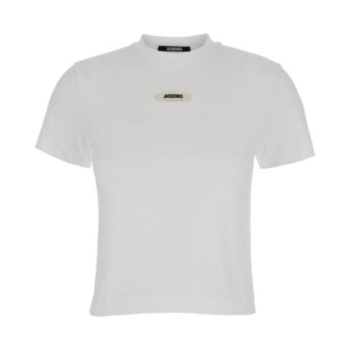 Jacquemus Logo Patch Crewneck T-shirt Vit White, Dam