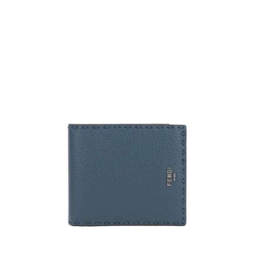 Fendi Blått läder billfold plånbok med logotyp Blue, Herr