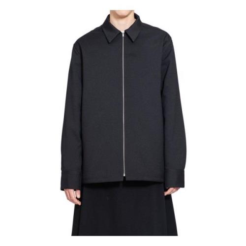 Jil Sander Svart Gabardin Skjorta med Dragkedja Black, Herr