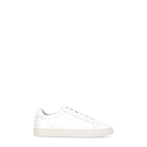 Tod's Vita Lädersneakers Rund Tå Logo White, Herr