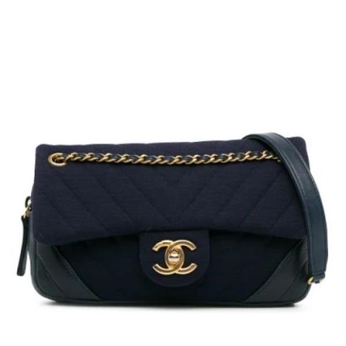 Chanel Vintage Pre-owned Bomull crossbodyvskor Blue, Dam