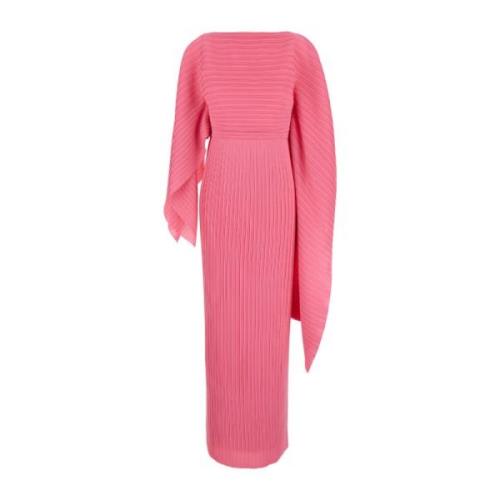 Solace London Rosa Veckad Chiffong Asymmetrisk Ärm Klänning Pink, Dam