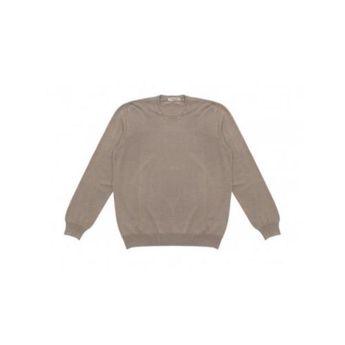 La Fileria Räfflad Crew Neck Tröja Brun Gray, Herr