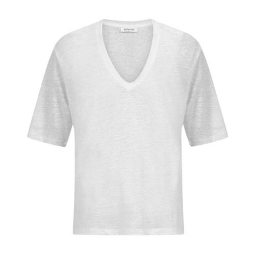 Alchemist Linne V-ringad T-shirt - Naturlig Glans White, Dam