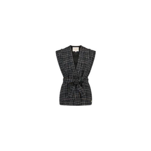 Fabienne Chapot Tweed Gilet med Avtagbart Bålbälte Multicolor, Dam